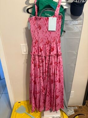 Hill House Pink Floral Smocked Maxi Dress